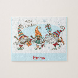 Niedlich frohe Weihnachtselfen Gnomes Individuelle Puzzle