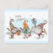 Niedlich frohe Weihnachtselfen Gnomes Wasserfarben Postkarte (Vorderseite)