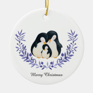 Niedlich frohe Weihnachtsfamilie Penguin Keramik Ornament