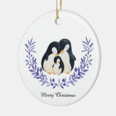 Niedlich frohe Weihnachtsfamilie Penguin Keramik Ornament (Links)