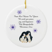 Niedlich frohe Weihnachtsfamilie Penguin Keramik Ornament (Hinten)