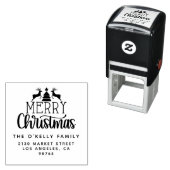 Niedlich frohe Weihnachtsfamilie Rücksendeadresse Permastempel (Beispiel)