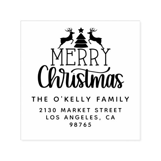 Niedlich frohe Weihnachtsfamilie Rücksendeadresse Permastempel (Design)