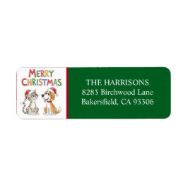 Niedlich Frohe Weihnachtskat und Hunde Rücksendead