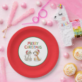 Niedlich frohe Weihnachtskatze und Hund mit Weihna Pappteller (Party)