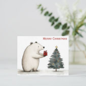 Niedlich frohe Weihnachtspolarbär Whimsical Postkarte (Stehend Vorderseite)