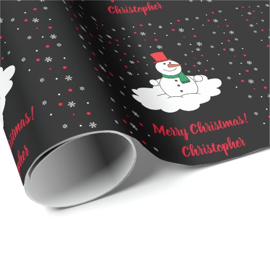 Niedlich frohe Weihnachtsschnee Snowman Schneefloc Geschenkpapier (Rolleneckpunkt)