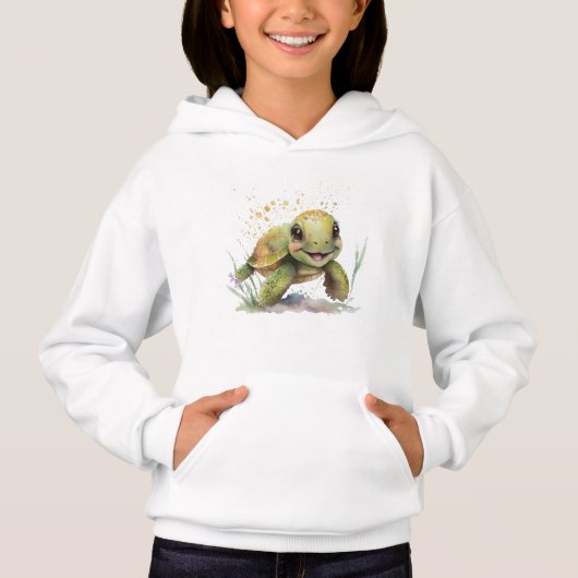 Niedlich fröhliche Tortoise Girl's Pullover Hoodie (Vorderseite)