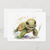 Niedlich fröhliche Tortoise Postkarte (Vorne/Hinten)