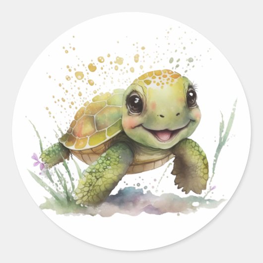 Niedlich fröhliche Tortoise Stickers (Vorderseite)