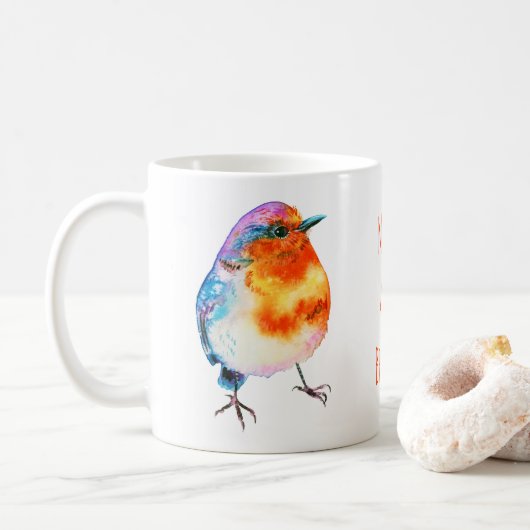 Niedlich fröhliche Weihnachten Robin Merry und Bri Kaffeetasse (Mit Donut)
