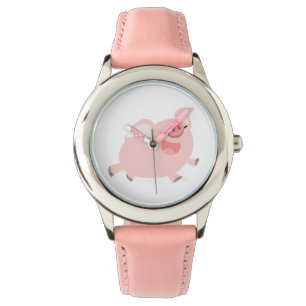 Niedlich fröhlicher Cartoon Pig Watch Armbanduhr