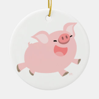 Niedlich-fröhlicher Cartoon Schweinefleisch Keramikornament