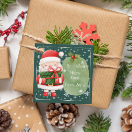 Niedlich fröhlicher Red Santa Merry Weihnachtsstic Geschenkanhänger