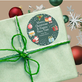 Niedlich fröhlicher Red Santa Merry Weihnachtsstic Runder Aufkleber