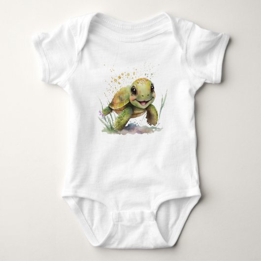 Niedlich fröhlicher Tortoise Baby Bodysuit Baby Strampler (Vorderseite)