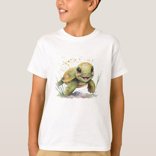 Niedlich fröhlicher Tortoise Boy's Basic T - Shirt (Vorderseite)