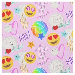 niedlich fröhliches kawaii volleyball typografisch stoff