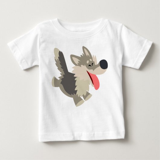Niedlich Frolicsome Cartoon Wolf Baby T - Shirt (Vorderseite)