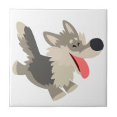 Niedlich Frolicsome Cartoon Wolf Tile Fliese (Vorderseite)