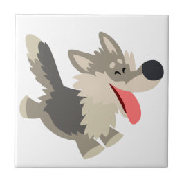 Niedlich Frolicsome Cartoon Wolf Tile Fliese
