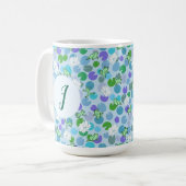 Niedlich Frosch Art Blue Wasserlilien Custom Monog Kaffeetasse (Vorderseite Links)