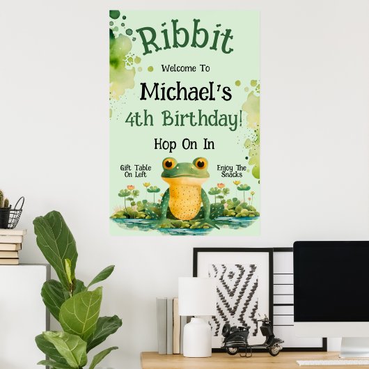 Niedlich Frosch Birthday Party Poster (Heimbüro)