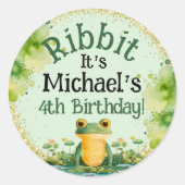 Niedlich Frosch Birthday Party Runder Aufkleber (Vorderseite)