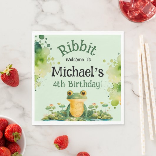 Niedlich Frosch Birthday Party Serviette (Beispiel)