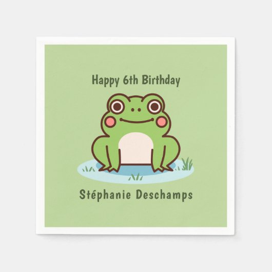 Niedlich Frosch Birthday Serviette (Vorderseite)