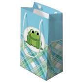 Niedlich Frosch Blue und Green Kariert Gift Bag Kleine Geschenktüte (Vorderseite Schrägansicht)