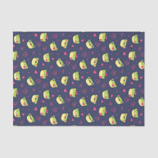 Niedlich Frosch Liebe Doodle Herzmuster Valentinst Seidenpapier (Vorderseite)