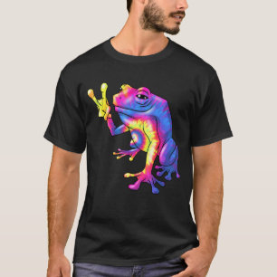 Niedlich Frosch Peace Sign Dye Krawatte Amphibien T-Shirt