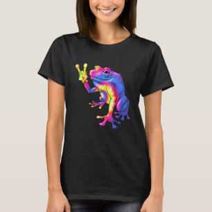 Niedlich Frosch Peace Sign Dye Krawatte Amphibien T-Shirt