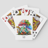 Niedlich Frosch Red Blue Mushrooms Monogram Spielkarten (Rückseite)