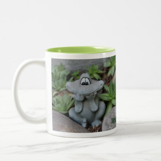 Niedlich Frosch Sukkulärer Garten Personalisiert Zweifarbige Tasse (Links)