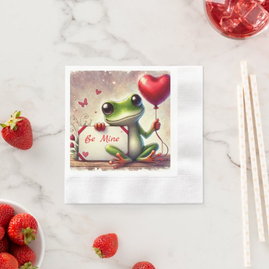 Niedlich Frosch Valentine Serviette (Beispiel)