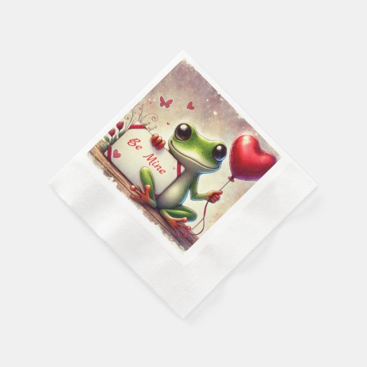 Niedlich Frosch Valentine Serviette (Ecke)