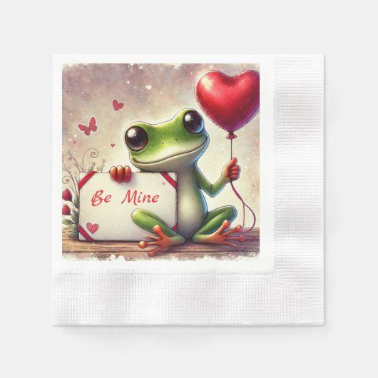 Niedlich Frosch Valentine Serviette (Vorderseite)