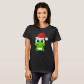 Niedlich Frosch Weihnachtsmannmütze Pet ToChristma T-Shirt (Vorne ganz)
