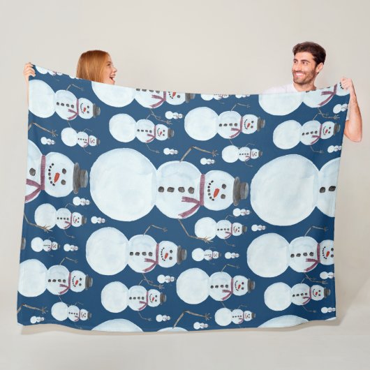 Niedlich Frosty Blue Snowman Wasserfarbmuster Fleecedecke (Beispiel)