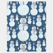 Niedlich Frosty Blue Snowman Wasserfarbmuster Fleecedecke (Vorderseite)