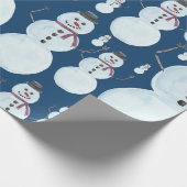 Niedlich Frosty Blue Snowman Wasserfarbmuster Geschenkpapier (Ecke)