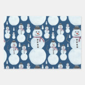 Niedlich Frosty Blue Snowman Wasserfarbmuster Geschenkpapier Set (Vorderseite 3)