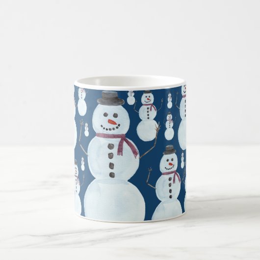 Niedlich Frosty Blue Snowman Wasserfarbmuster Kaffeetasse (Mittel)