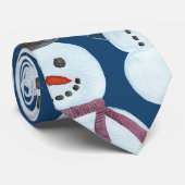 Niedlich Frosty Blue Snowman Wasserfarbmuster Krawatte (Gerollt)