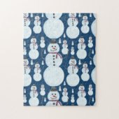 Niedlich Frosty Blue Snowman Wasserfarbmuster Puzzle (Vertikal)