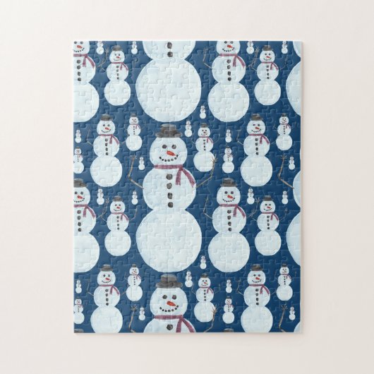 Niedlich Frosty Blue Snowman Wasserfarbmuster Puzzle (Vertikal)