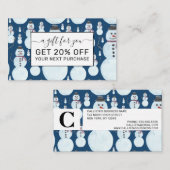 Niedlich Frosty Blue Snowman Wasserfarbmuster Rabattkarte (Vorne/Hinten)