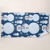 Niedlich Frosty Blue Snowman Wasserfarbmuster Strandtuch (Vorderseite)